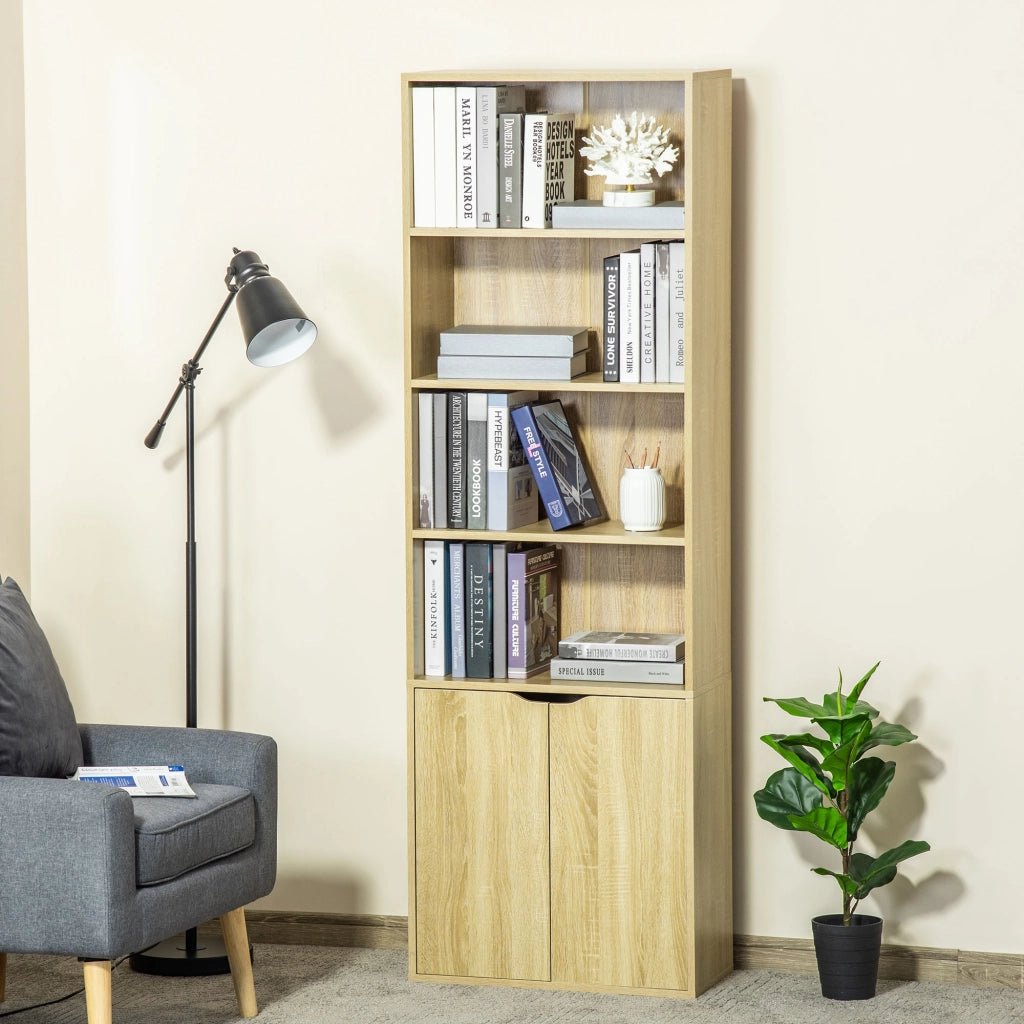 Libreria con ante e scaffali aperti ¨C Minimal ¨C 59x29x180 cm Legno naturale