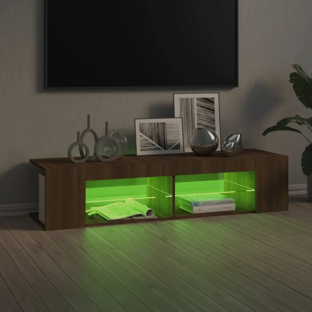Mobile TV | Armadietto TV | Mobile Porta TV con Luci LED Rovere Marrone 135x39x30 cm