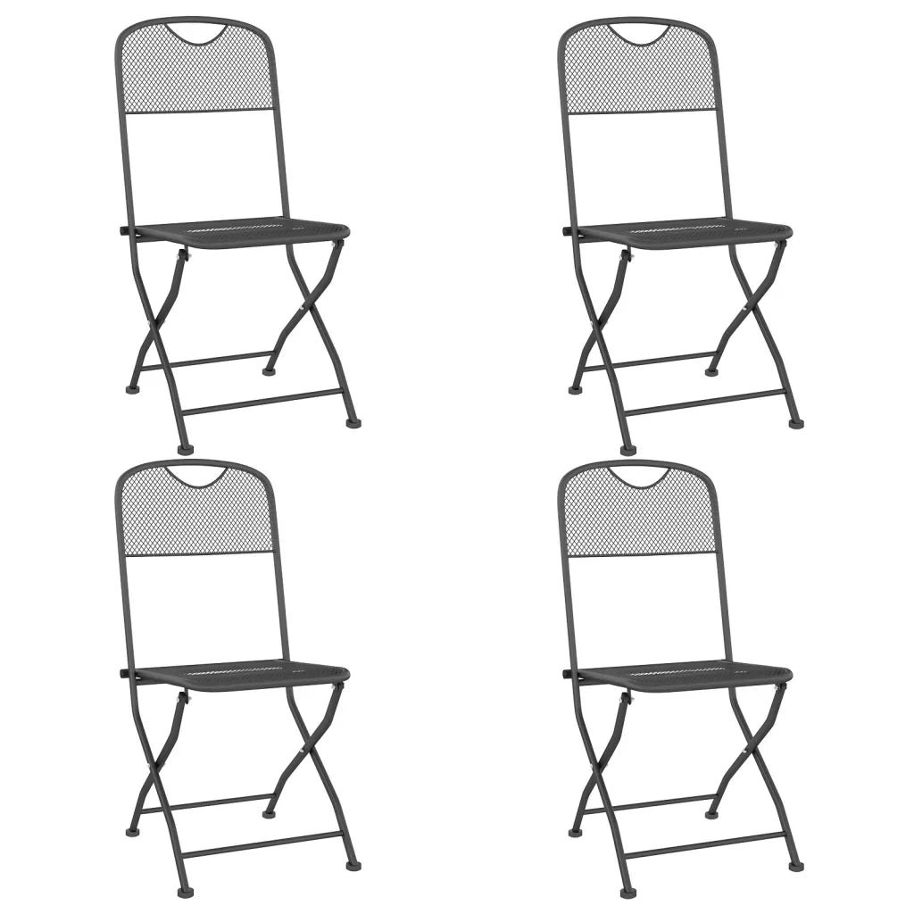 Set da Pranzo per Giardino 5pz | Set Salotto da Giardino Rete Metallica Espansa Antracite
