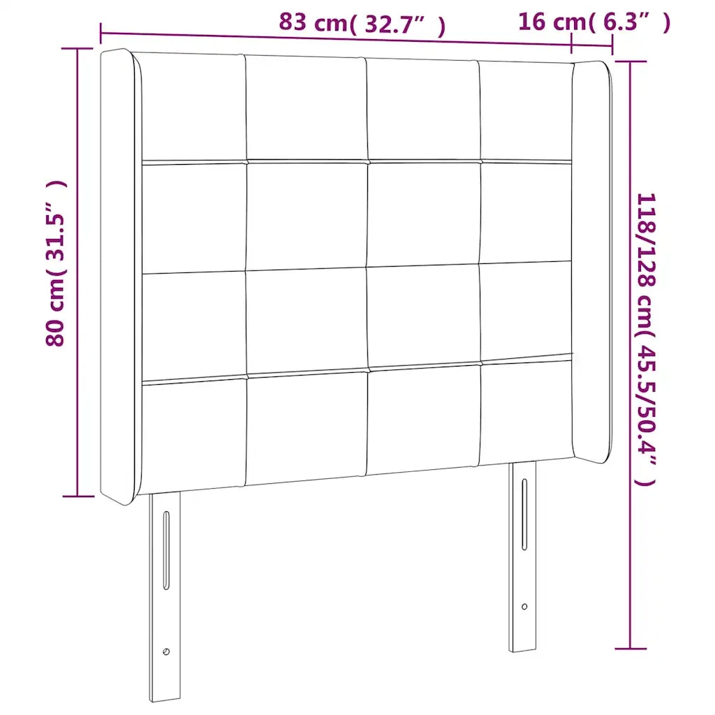 Testiera ad Orecchio Blu Scuro 83x16x118/128 cm in Velluto 3119614