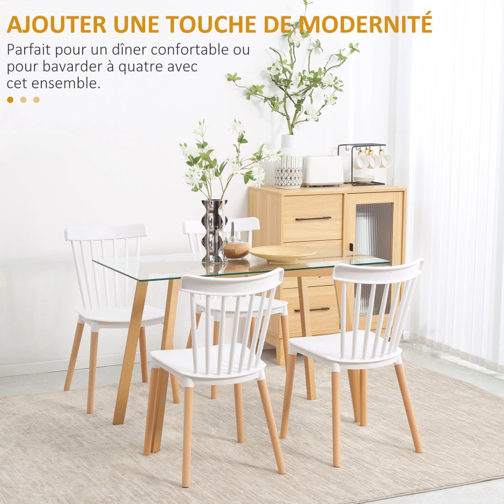 Set di 4 Sedie Scandinave con Schienale Alto ¨C Zephmum ¨C Polipropilene Gambe in Faggio 48x52.5x83 cm Bianco