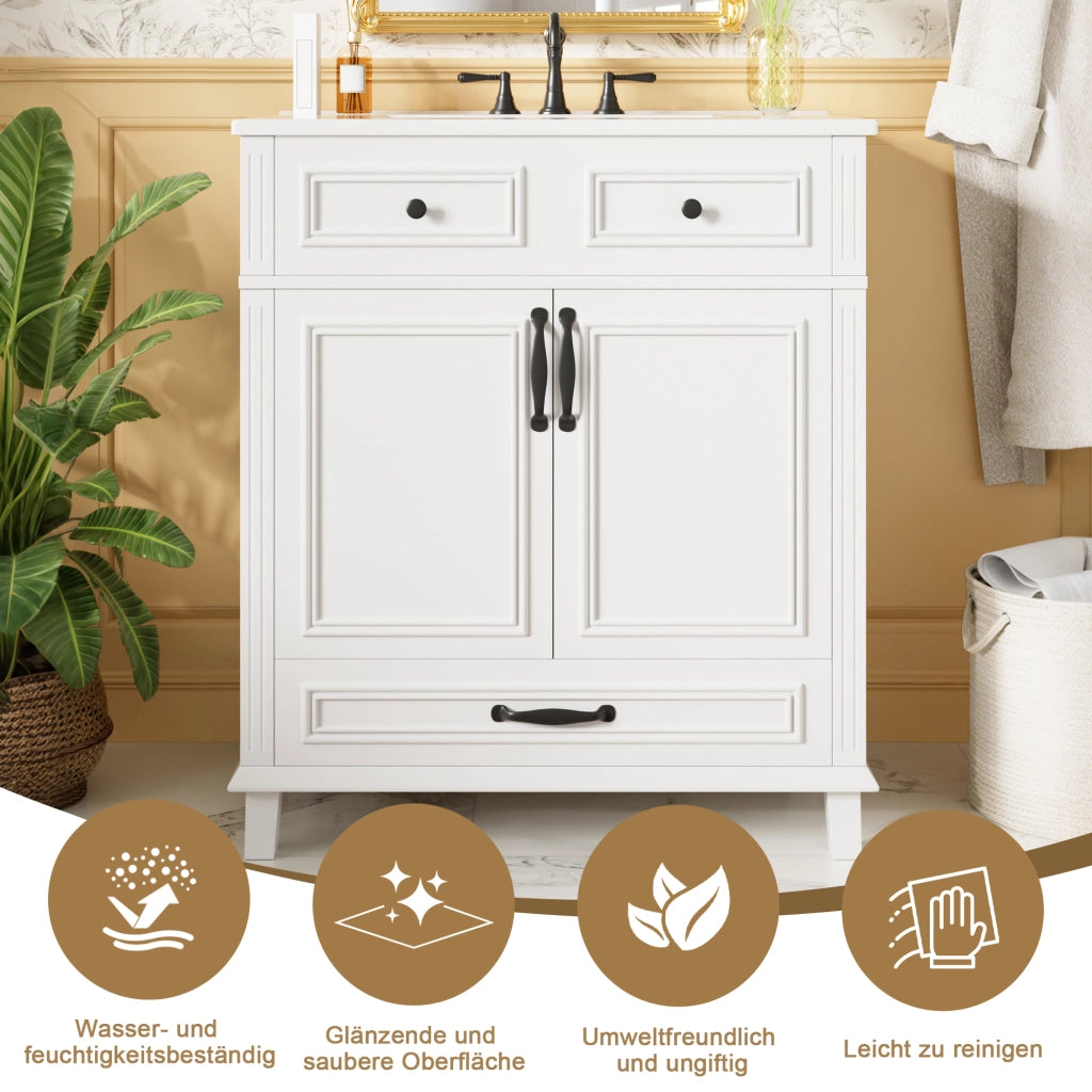 MOBILE BAGNO con lavabo integrato 77x46x86 cm MDF e Ceramica Bianco