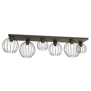 Plafoniera Minimal Industrial Geb 6 Luci Lineari Nera