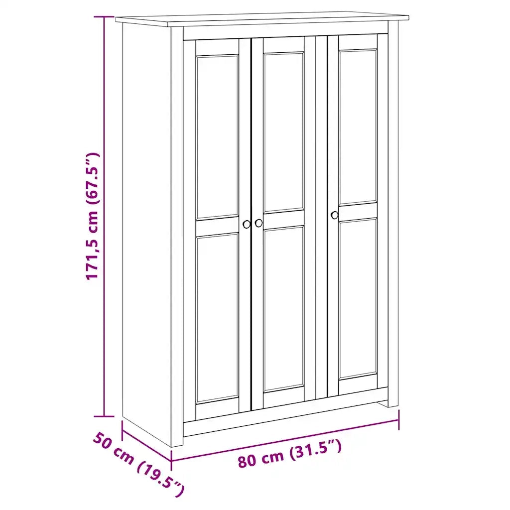 Armadio a 3 Ante Bianco 118x50x171,5cm in Pino Panama Range CFW2236704