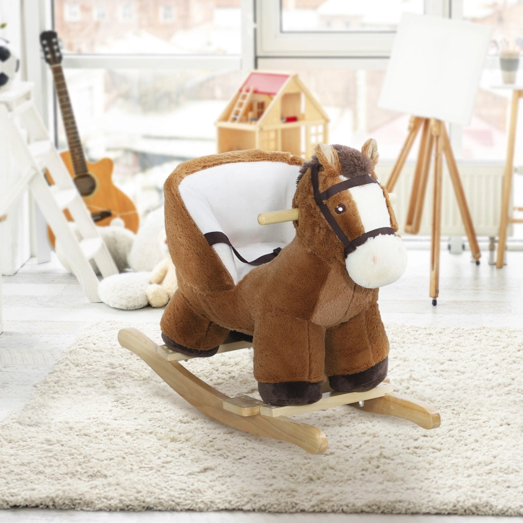 Cavallo a Dondolo per Bambini ¨C zephmum ¨C Base Legno con Sicurezza e Sonoro