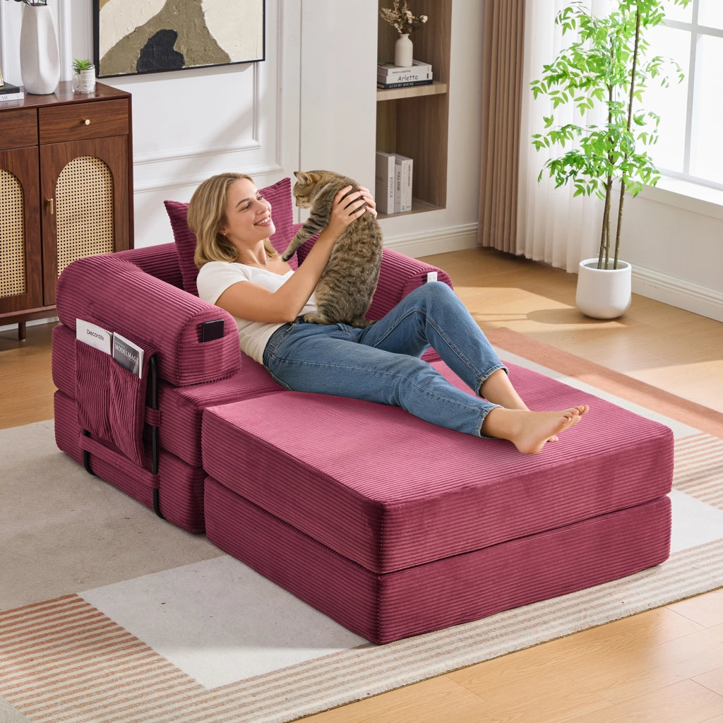 Sedia a compressione con sgabello - Zephmum - Telaio in metallo stabile, design ergonomico, cuscino incluso
