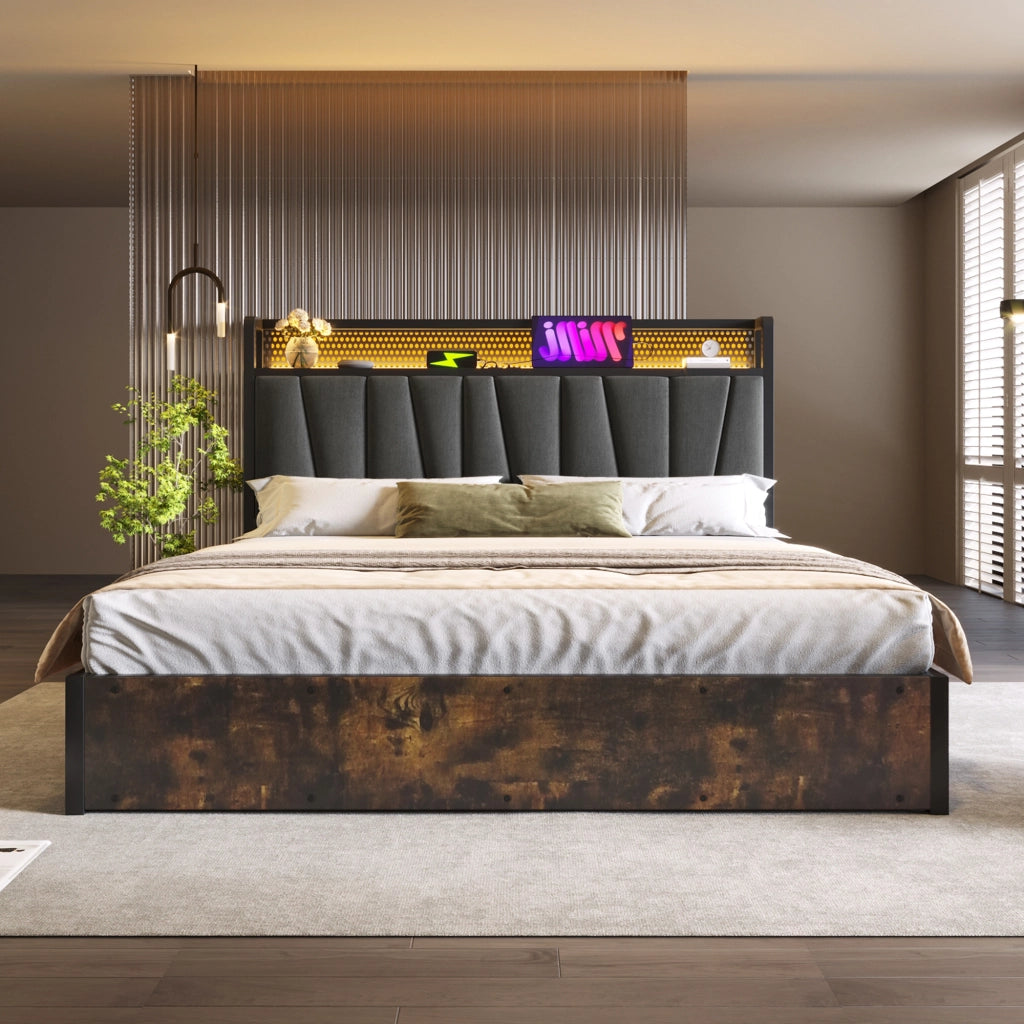 letto in lino grigio 160x200 cm