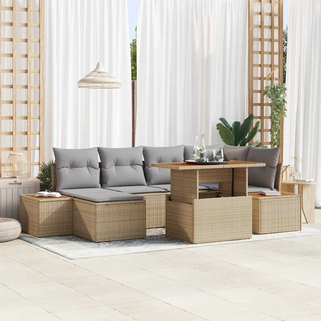 Set da Pranzo per Giardino con cuscino 7 pcs Beige e grigio 3350087