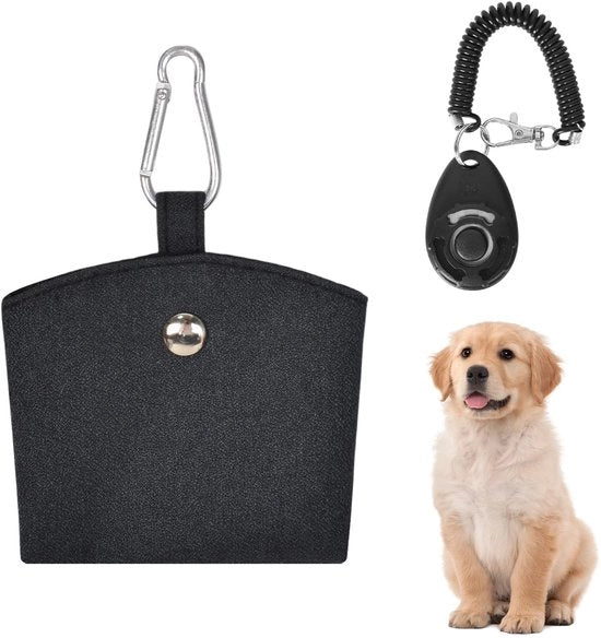 Zak da trattamento per cani con clip alla coscia - Contenitore per trattamento - Chiusura a ritaglio - Materiale: poliestere - Dimensioni compatte 10x9x1,5 cm - Apertura magnetica - Sacchetto per addestramento cani