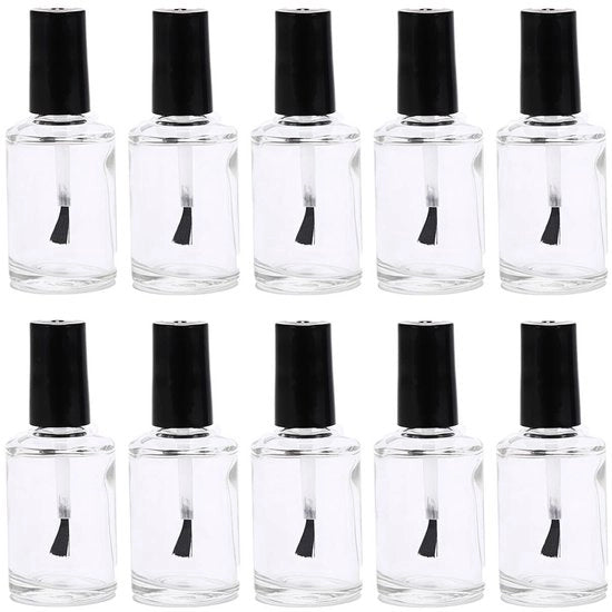 Kit di smalti per unghie trasparente 10 pezzi - Flacone in vetro trasparente - 15ml/5,5 oz - Senza solventi - Sostenibile - Ideale per l'arte dei capelli - Boccetta per smalti