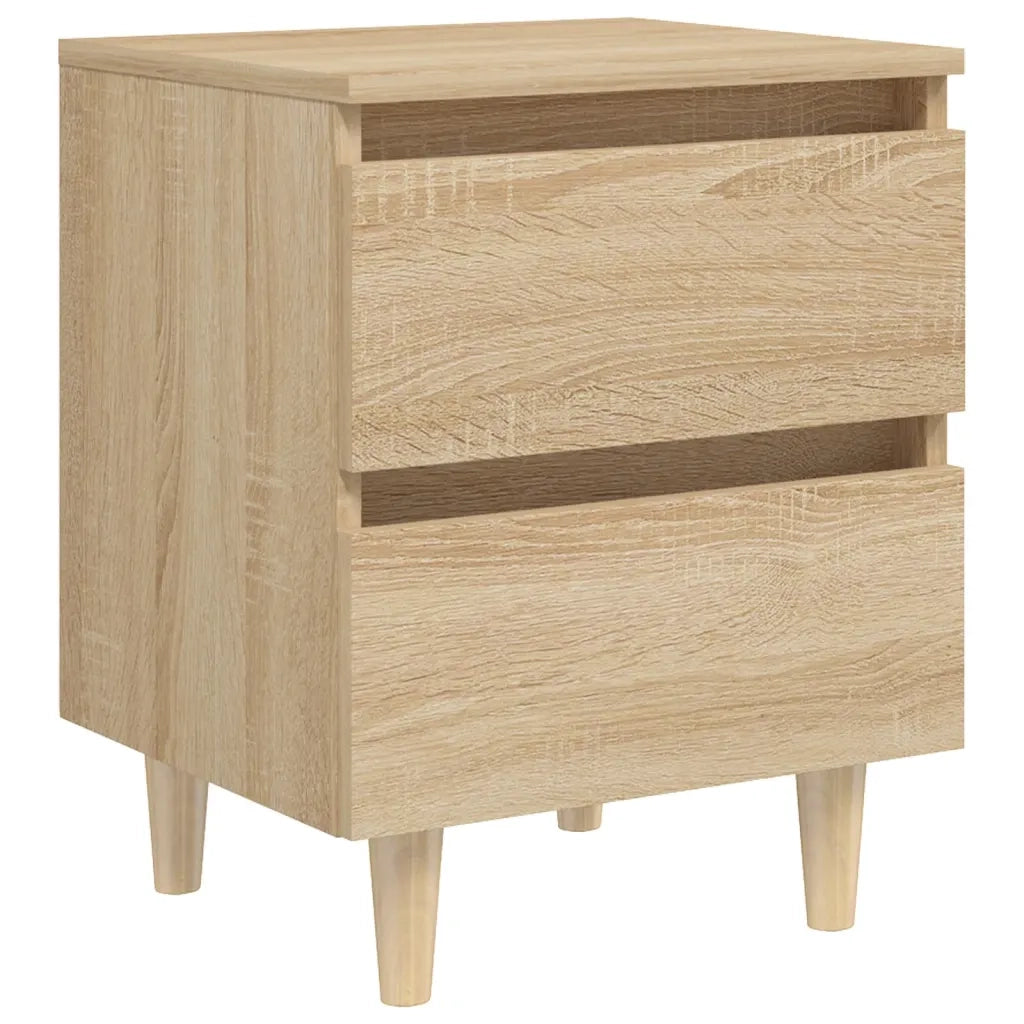 Set di 2 Comodini | Armadio da Notte | Mobiletto da notte con Gambe Pino Massello Rovere Sonoma 40x35x50 cm