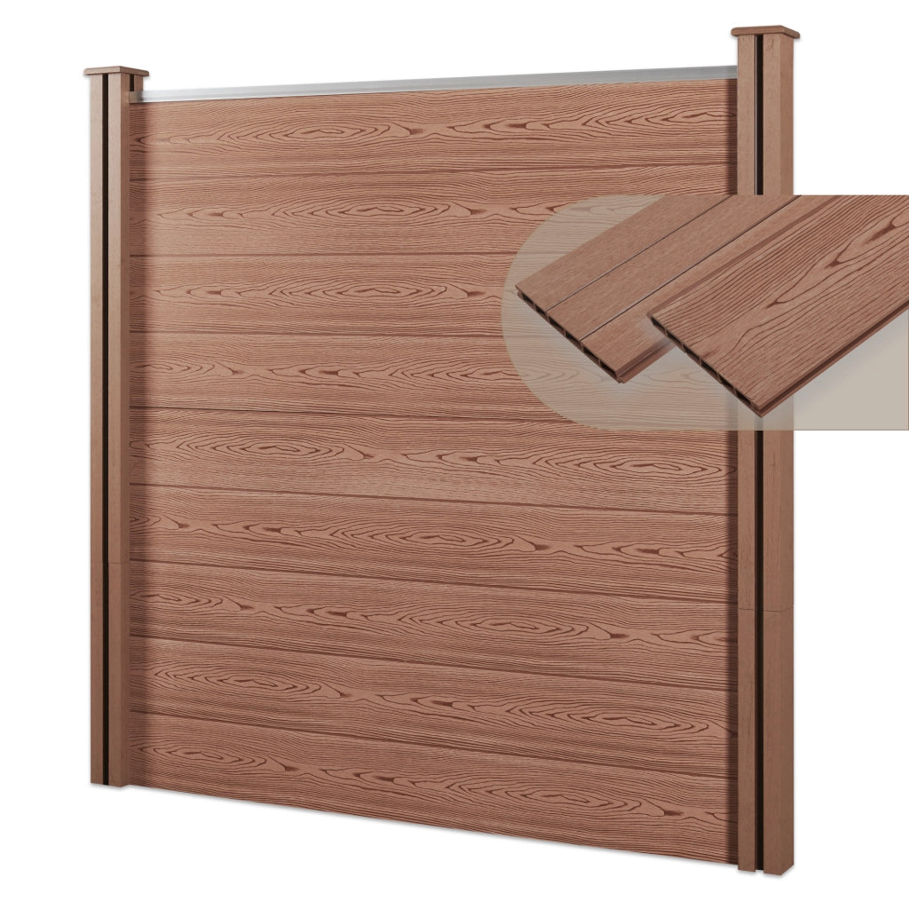 Recinzione in WPC Segovia per Giardino Staccionata Frangivista Alta 183 cm Lunga 187 cm Marrone NEU.HOLZ