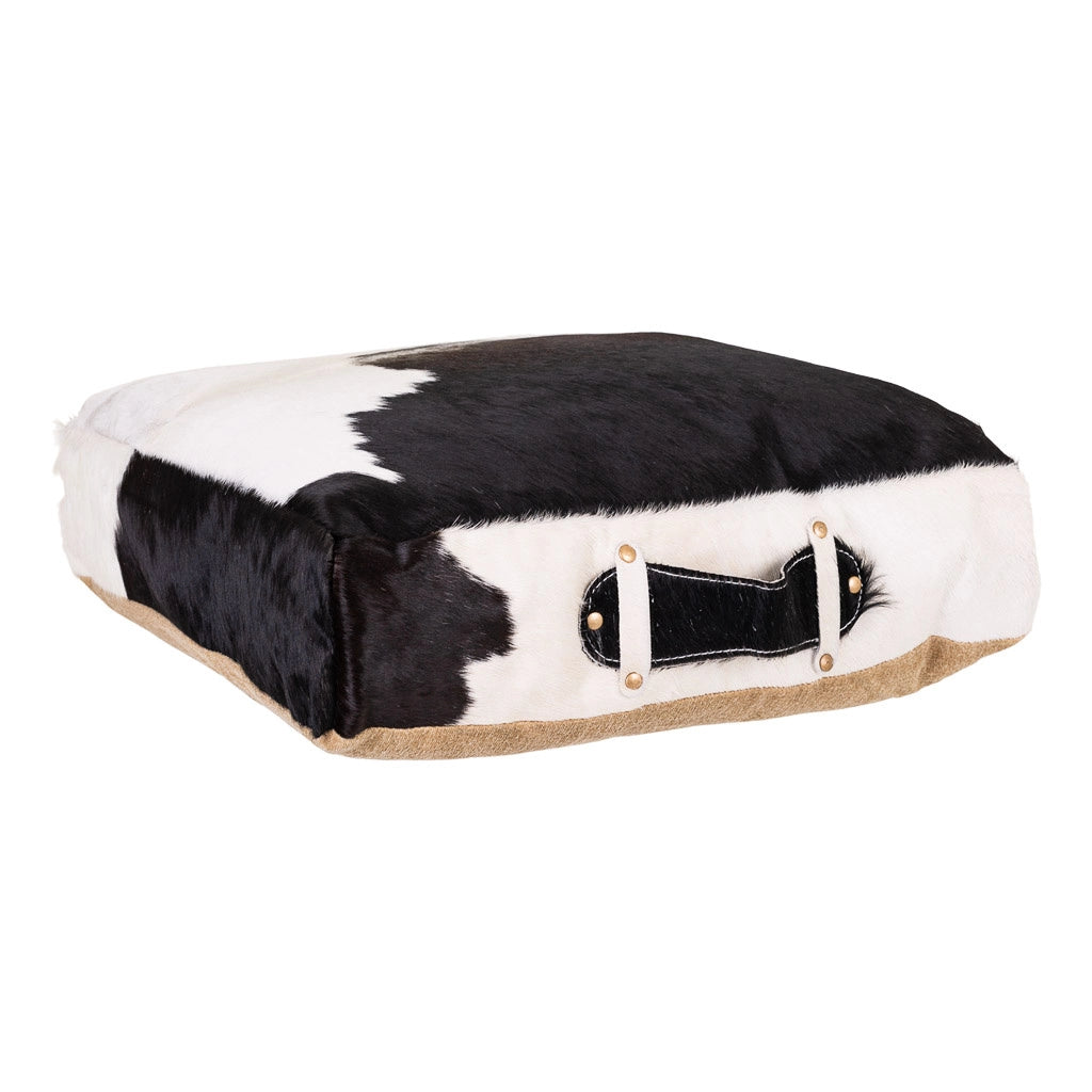 Cuscino in pelle bianco/nero 48x10x48h