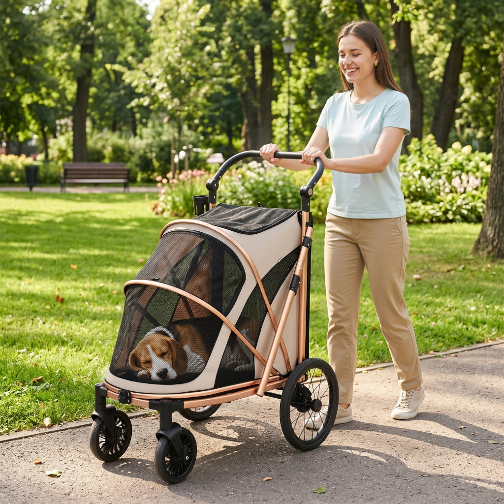 Carrello per Cani Pieghevole ¨C Minimal ¨C Marrone Chiaro