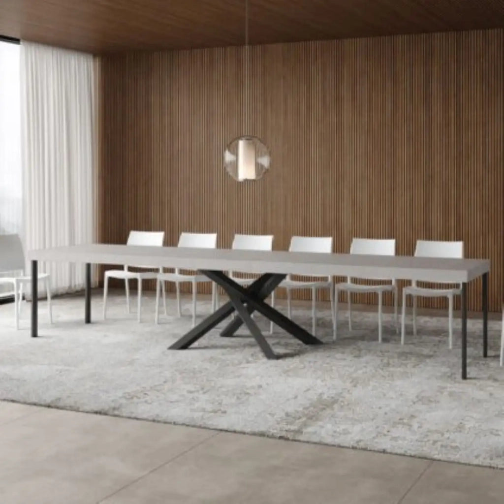 Tavolo allungabile 120/380x90 cm Volantis Premium cashmere gambe antracite