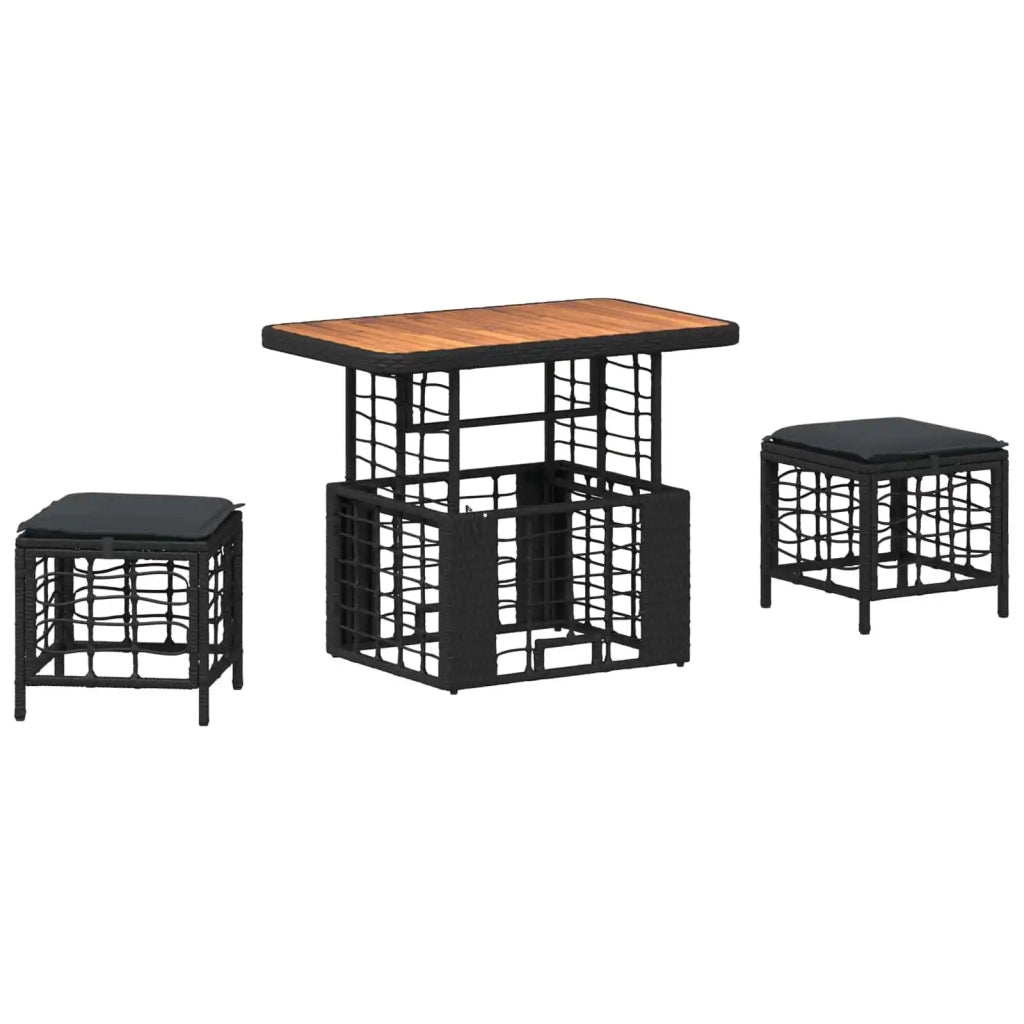 Set da Pranzo per Giardino con cuscino 3 pcs Nero e Grigio 42026760