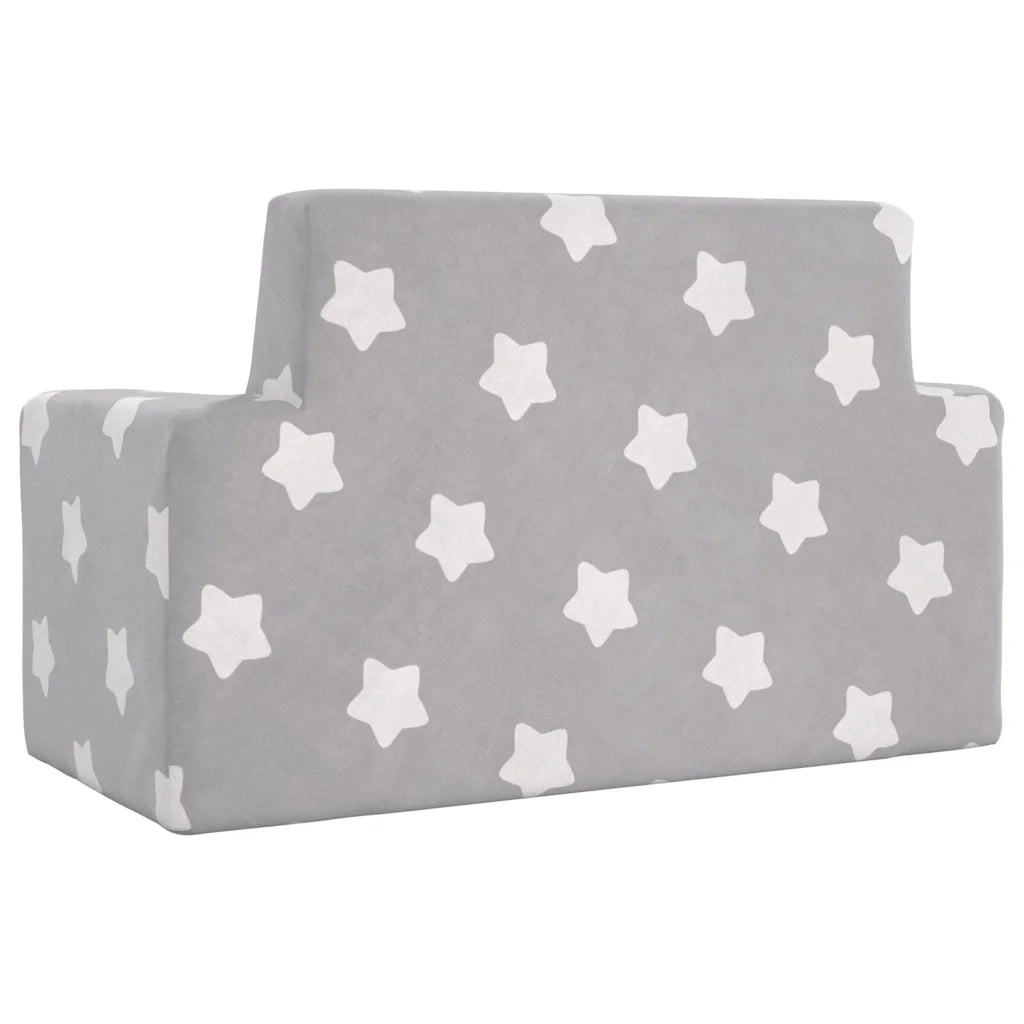 Divano | Divano da soggiorno | Sofa per Bambini 2 Posti Grigio Chiaro Stelle Morbido Peluche