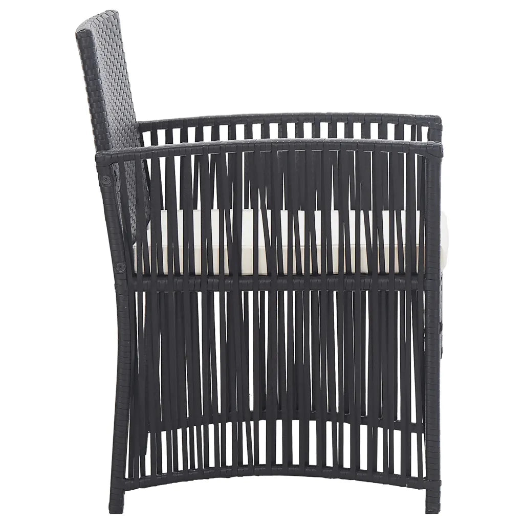 Set Divani da Giardino 4 pz | Set Salotto da Giardino con Cuscini in Polyrattan Nero