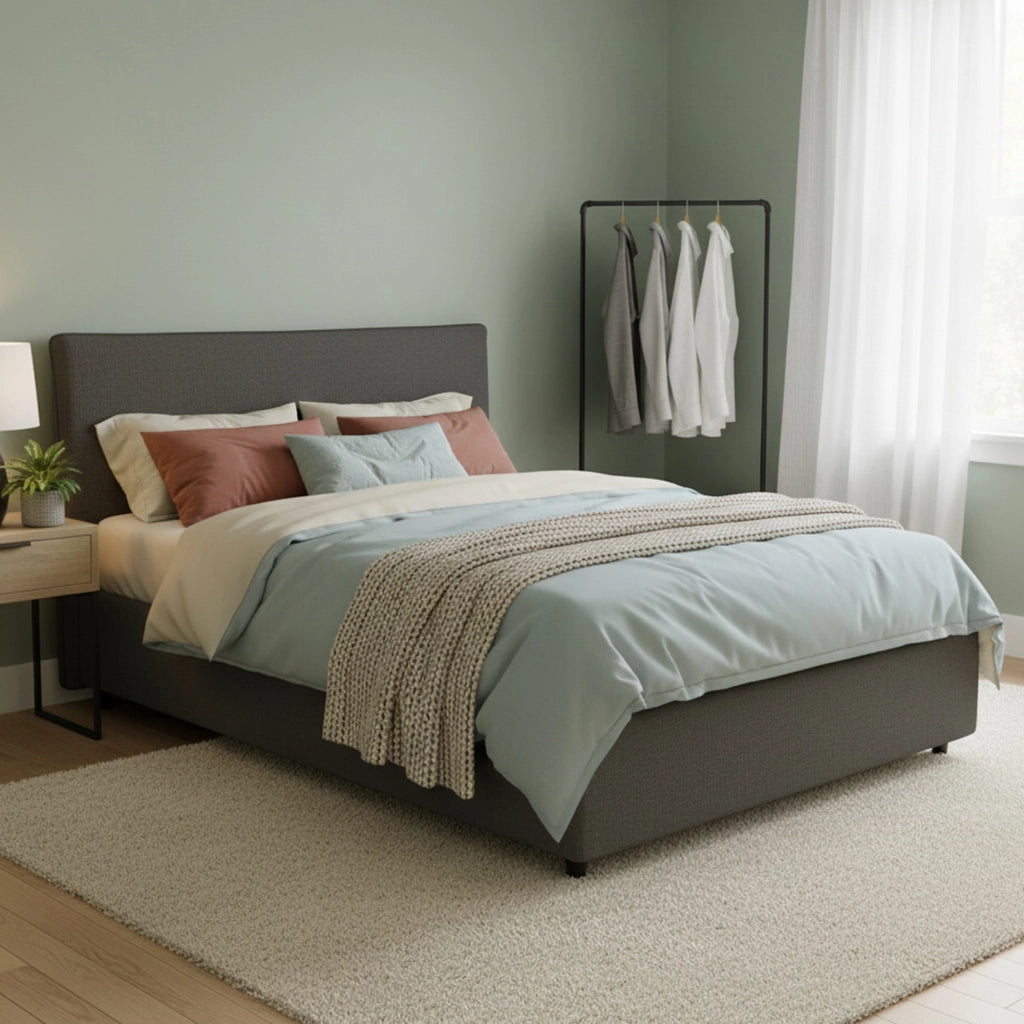 Tipton, Letto Matrimoniale Sfoderabile Made in Italy, Grigio Tortora