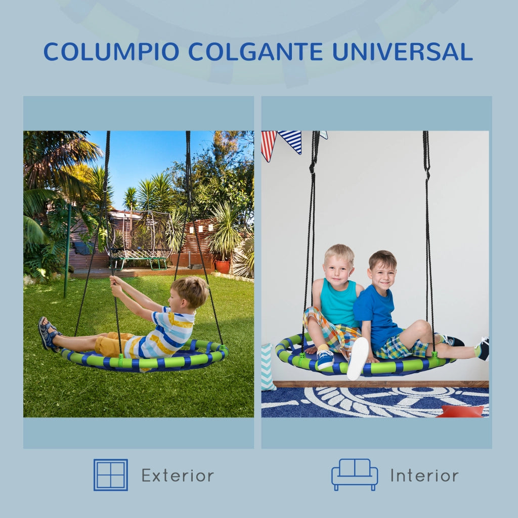 Altalena Nido per Bambini con Altezza Regolabile ¨C zephmum ¨C Blu e Verde ?100x120-180 cm