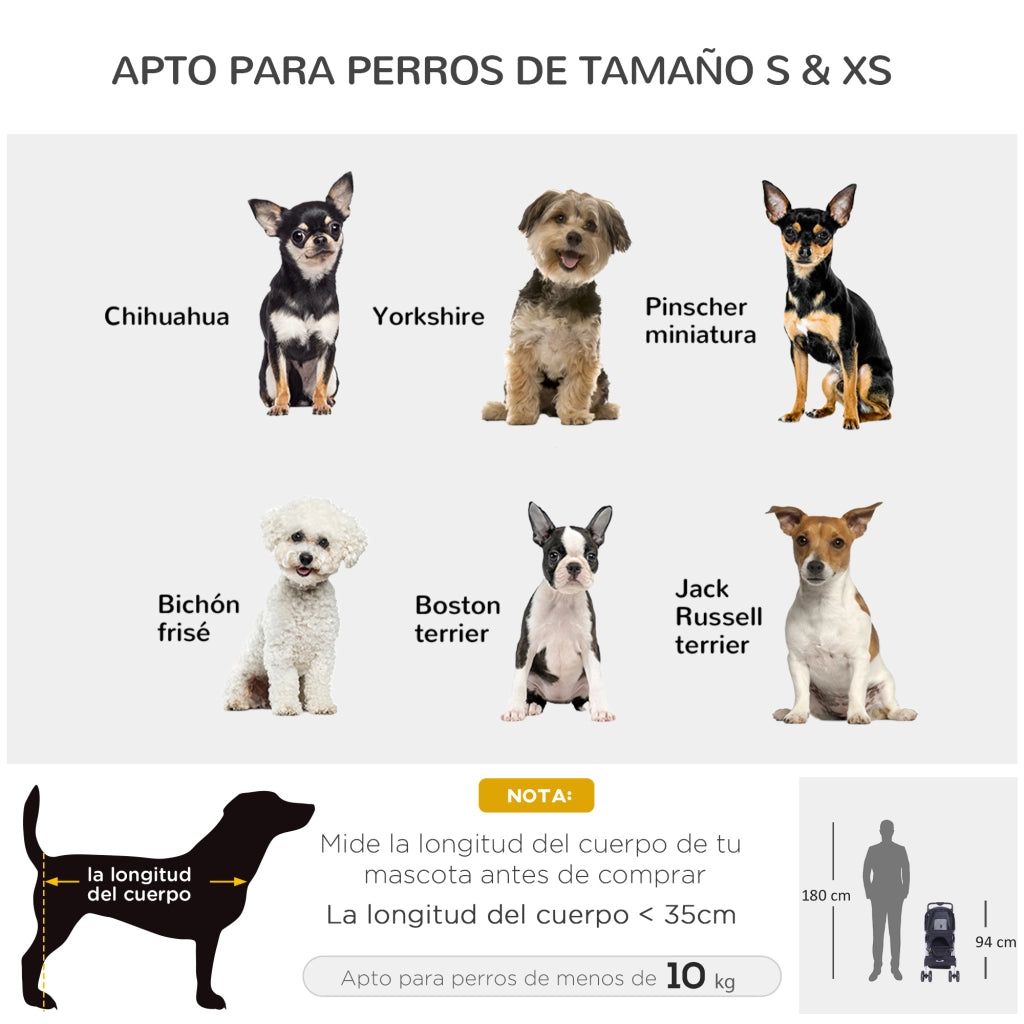 Carrello per Cani con Tenda Regolabile ¨C Minimal ¨C 77x45x99,5 cm Nero
