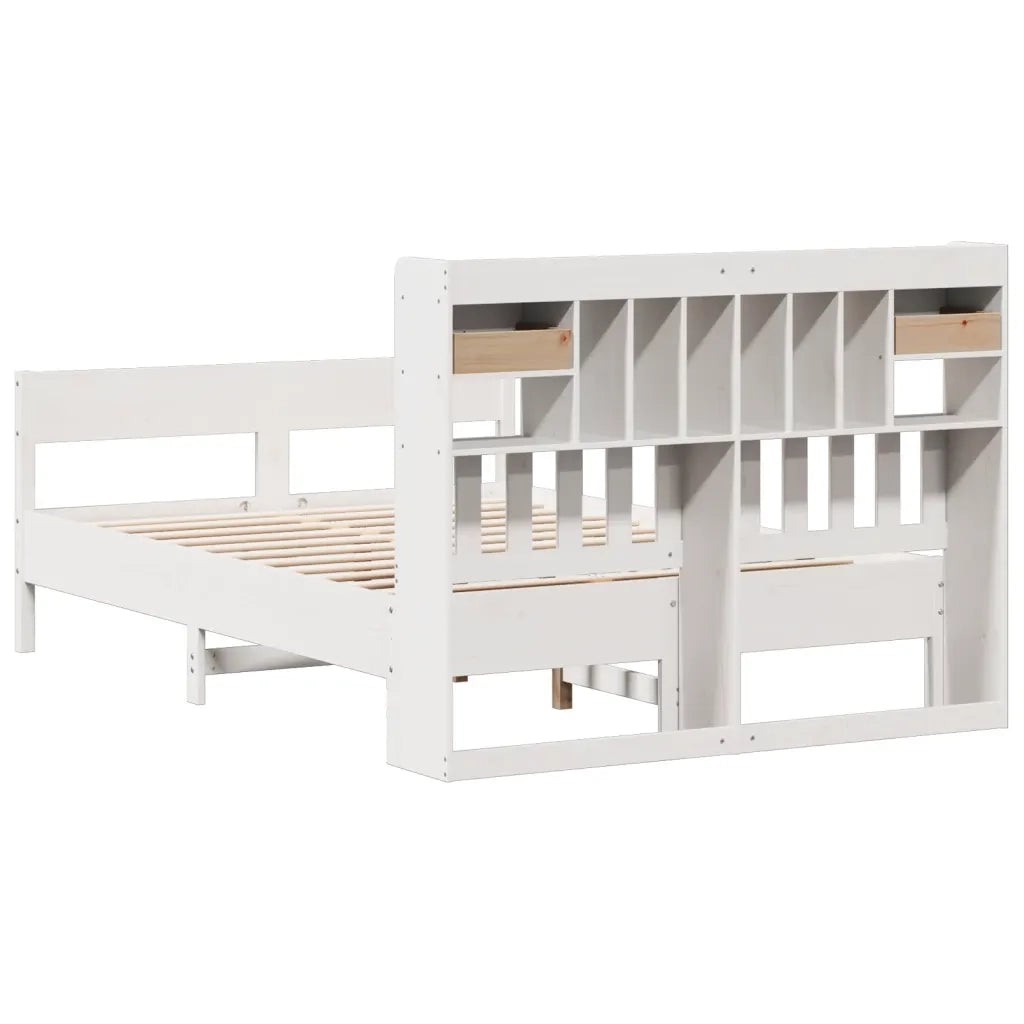 Letto Libreria senza Materasso Bianco 150x200 cm Legno di Pino 3323024