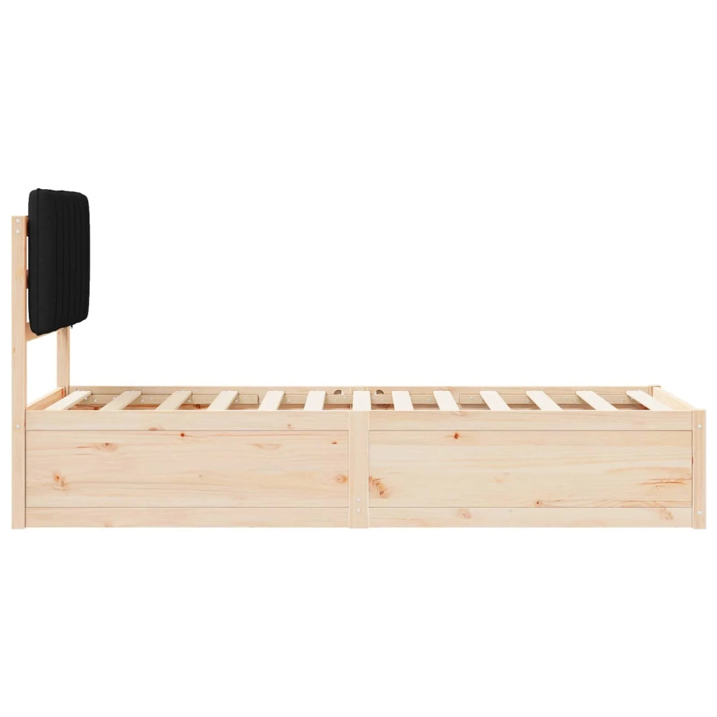 Letto con Testiera Rivestita Nero 80 x 200 cm Pino massello 877801