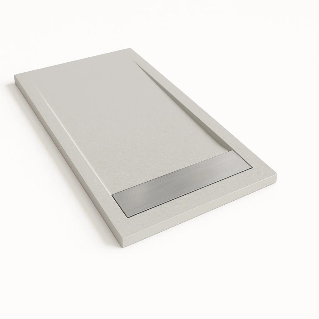 Piatto doccia Bidai con bordo 70X170 cm colore Grigio chiaro RAL 7035 griglia in Acciaio
