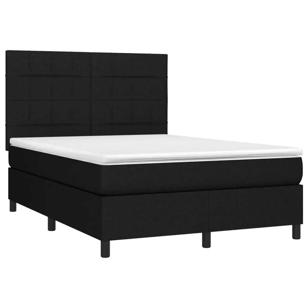Letto a Molle con Materasso e LED Nero 140x190 cm in Tessuto 3134871