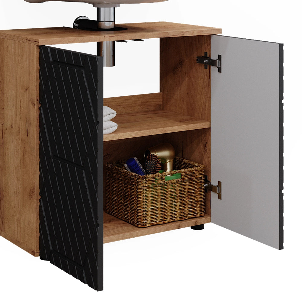 Vicco Set mobili bagno Antracite con struttura a nido d'ape 3 parti