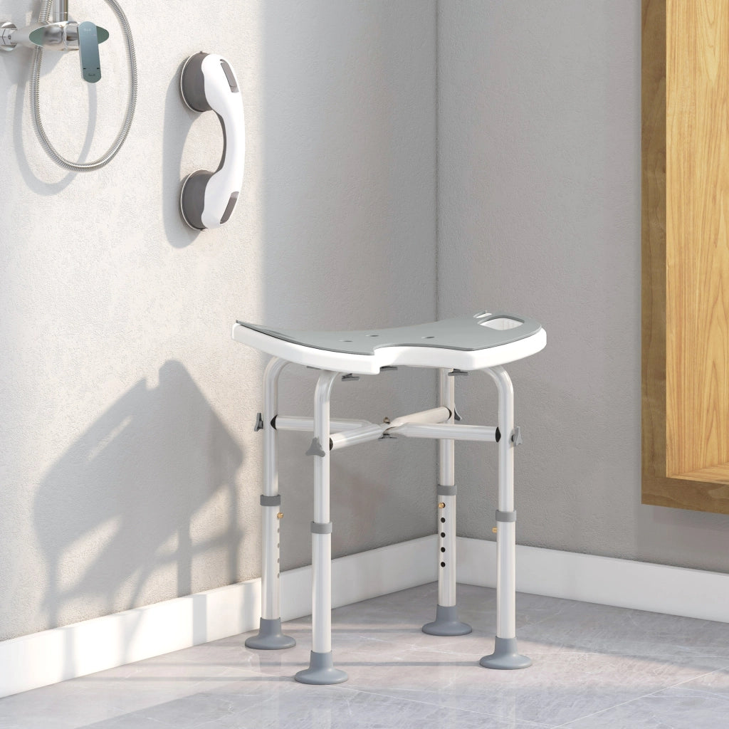 Sgabello da doccia regolabile 39-51,5 cm ¨C Xylo ¨C con maniglia e ventose grigio