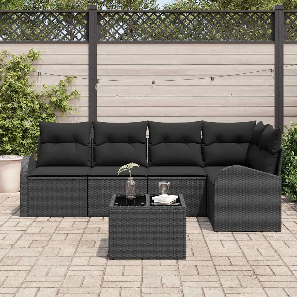Set di divani con cuscino Nero Poliestere