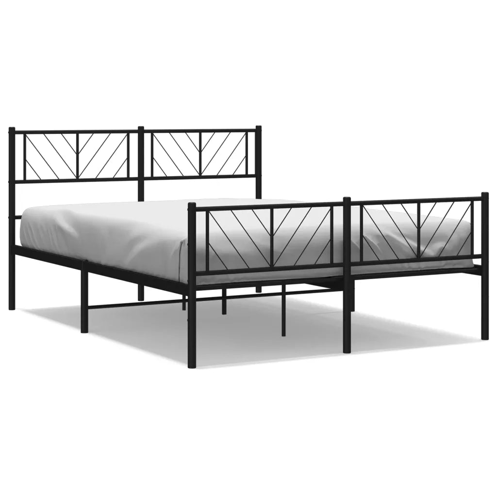 Letto matrimoniale | Letto per adulti | Giroletto con Testiera e Pediera Metallo Nero 140x190 cm
