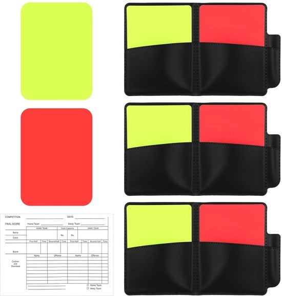 Set di Carte di Calcio da 3 - Carte Rosse/Gialle - Materiale PU/PVC di Alta Qualità - Impermeabile - Resistente ai Colpi - Qualità Ufficiale del Torneo - Carte del Giudice