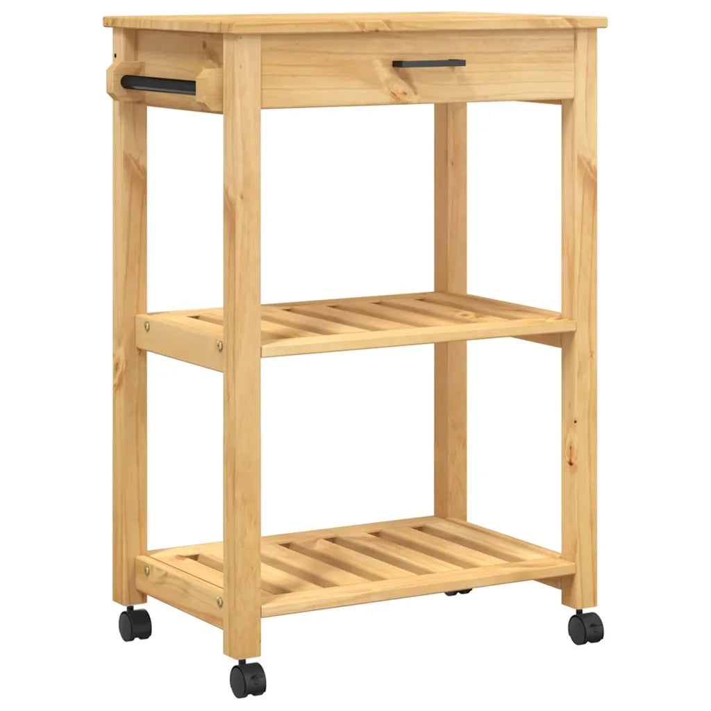 Carrello da Cucina-Scaffale per Cucina MONZA 60x40x88,5 cm in Legno Massello di Pino 951532