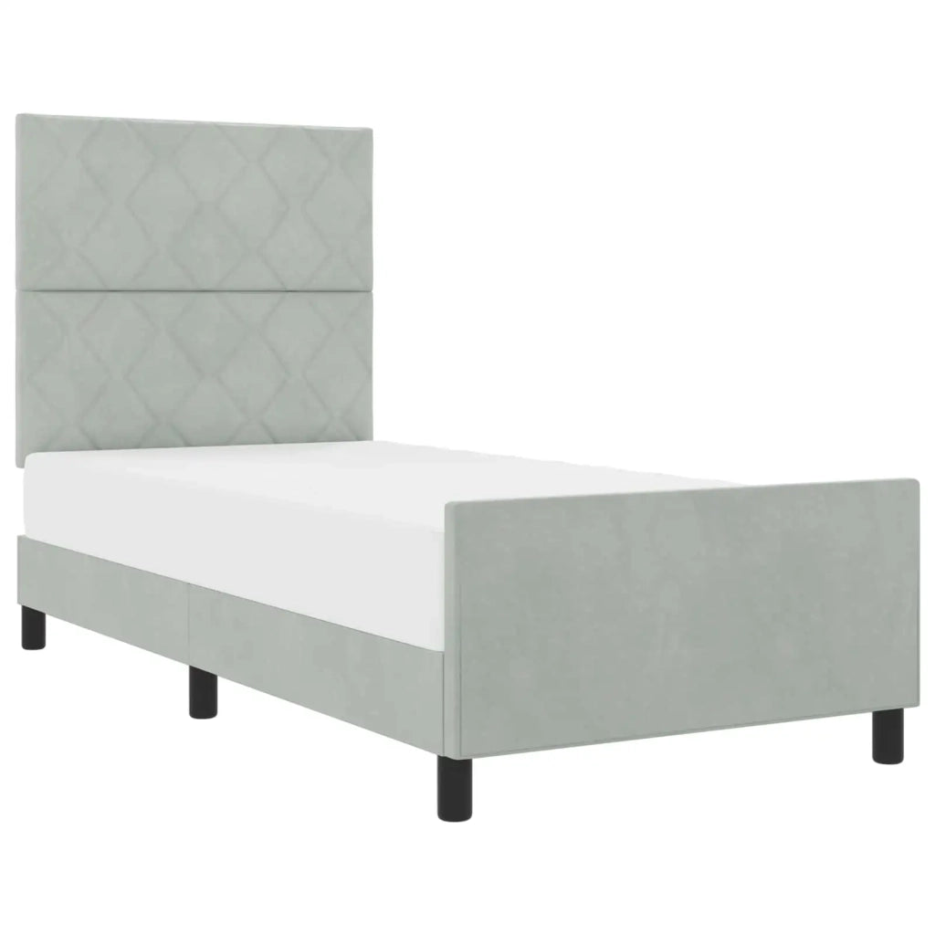 Letto a molle con testiera Grigio chiaro 90 x 200 cm Velluto