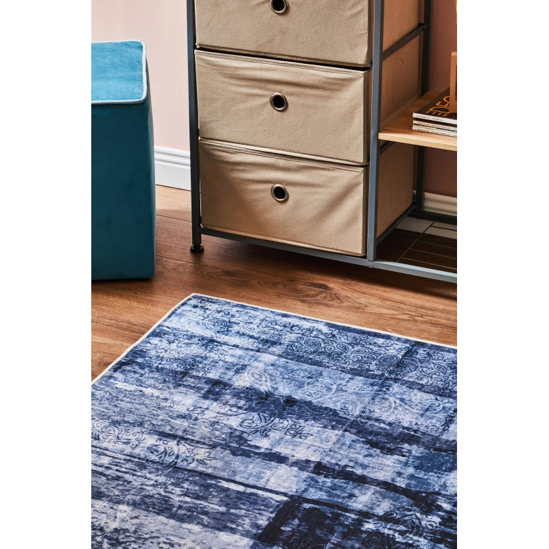 Set di 5 Tappeti In Poliestere Nowell 50x80 Cm Blu