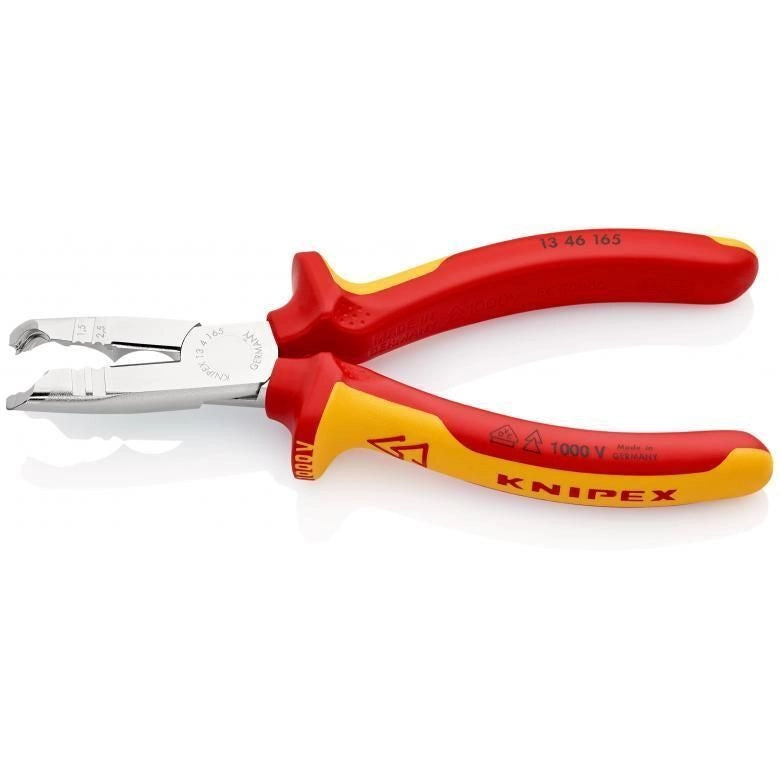 KNIPEX 13 46 165 Spelacavi Multifunzione con Tagliente Circolare e Tronchese Laterale colore Rosso Giallo
