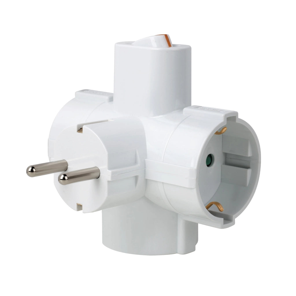 Adattatore Tripla Presa con Interruttore e Sicurezza Bambini ¨C Minimal ¨C Bianco