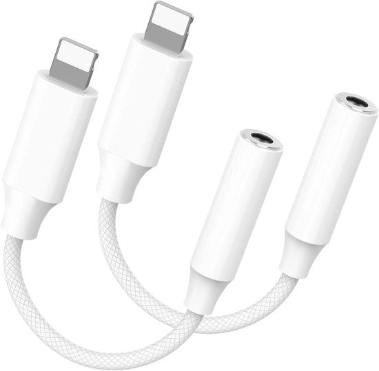Adattatore per cuffie per iPhone - 2 pezzi - Jack Lightning - adattatore aux - nero