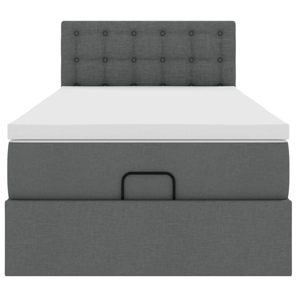 Pouf Letto con Materasso e LED Grigio Scuro 80x200cm in Tessuto 3312430
