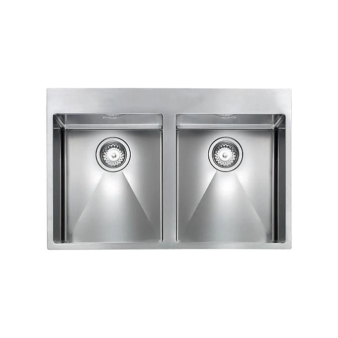 CM 012048XCSSP Serie Filoraggiato Mix 3'' Lavello Acciaio inox satinato da incasso Slim 2 Vasche 77X50cm