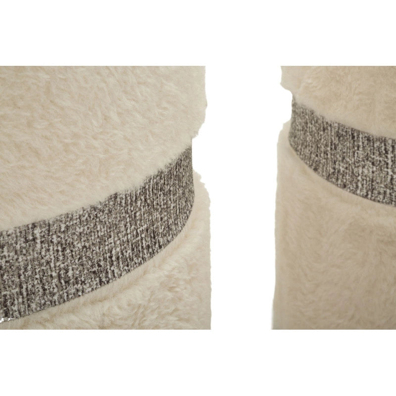 Puff Con Contenitore Saint-moritz Crema Set 2 Pz cm ø 40x47-32x38