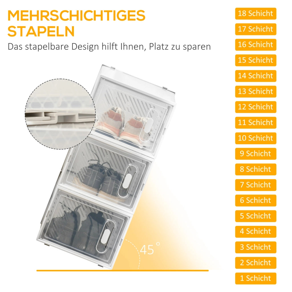 Sistema di organizzazione scarpe 18 pezzi ¨C Zephmum ¨C Bianco, Plastica, 28x36x21 cm