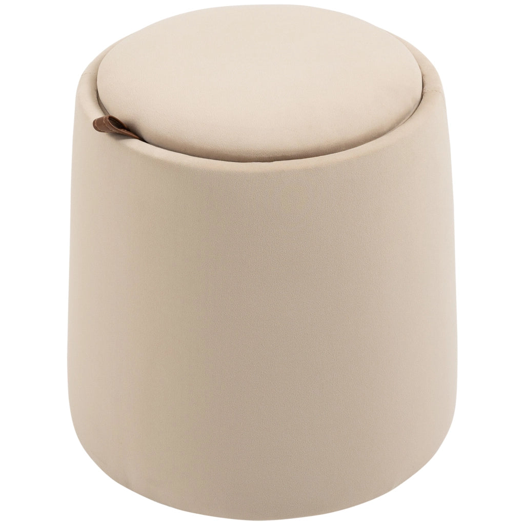 Pouf contenitore velluto ¨C Xylo ¨C Beige ?44x47,5 cm con coperchio removibile