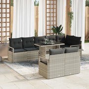 Set Divano da Giardino 9 pcs Grigio chiaro polyrattan