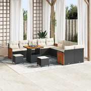 Set Divano da Giardino 17 pcs Nero e Crema polyrattan