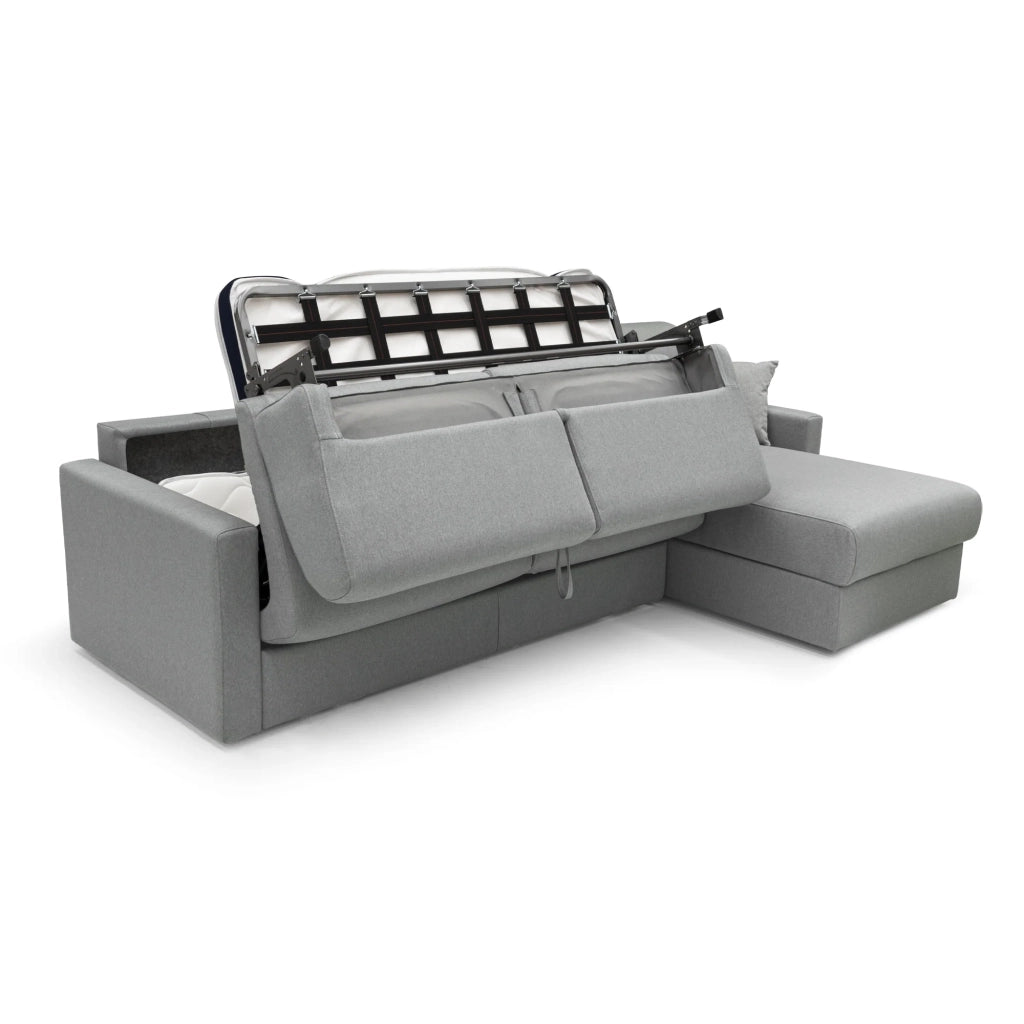 Chris Divano letto angolare 5 posti in tessuto impermeabile T13 288 cm Sinistro (mat. 160x197) grigio