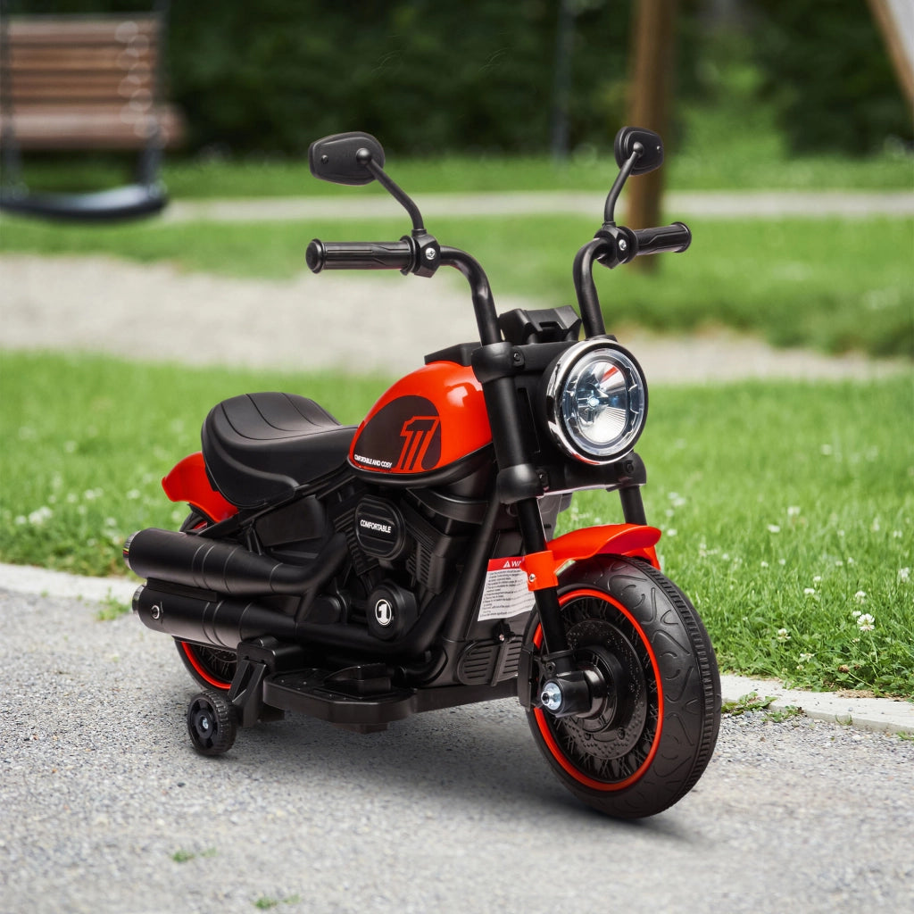 Moto Elettrica Bambini con Rotelle ¨C zephmum ¨C Rosso e Nero 76x42x57 cm