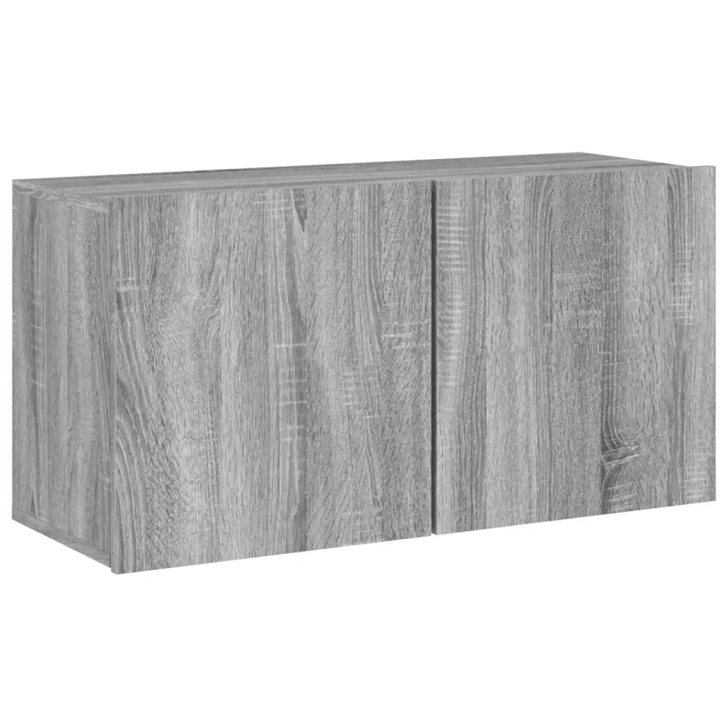 Mobili TV a Muro 4pz | Armadietto TV | Mobile Porta TV Grigio Sonoma in Legno Multistrato
